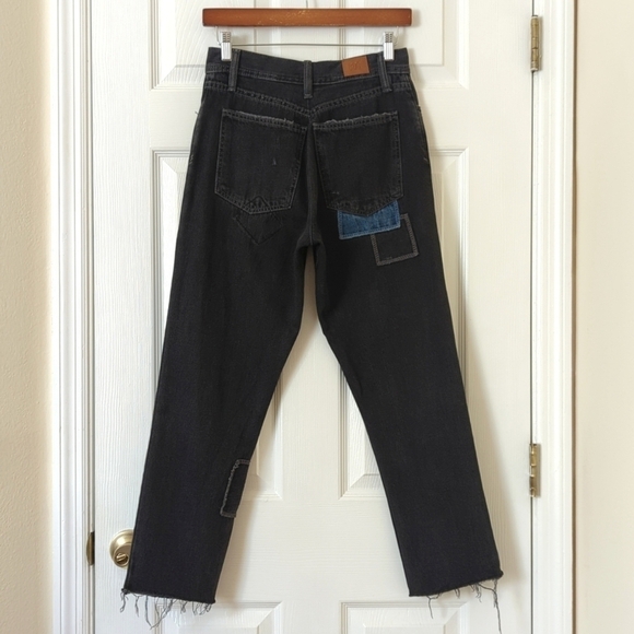 BDG Urban Outfitters Patchwork High Waisted Cropped Tapered Leg Jeans Black 27 - Picture 4 of 13